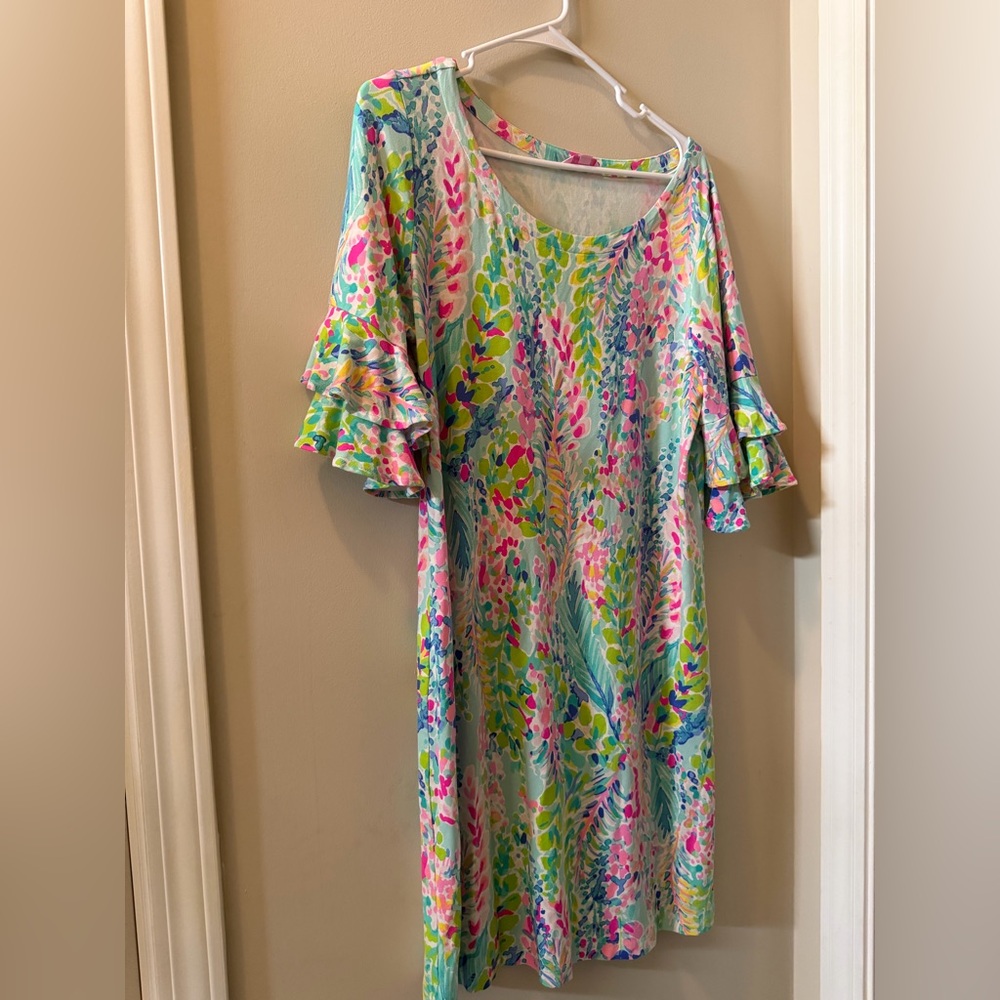 Lilly Pulitzer Lula Dress in Multi Catch the Wave print size Large